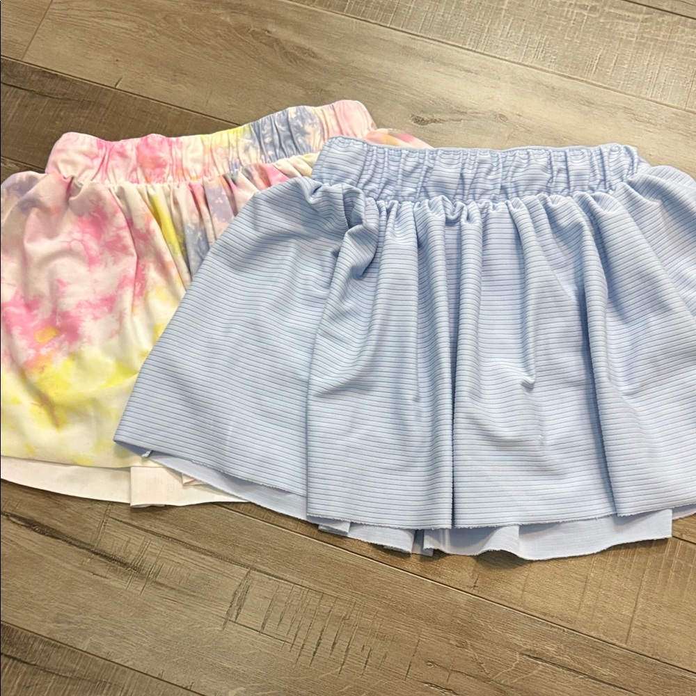 Girls' Pastel Tie-Dye & Light Blue Skirts - 2 Pack
